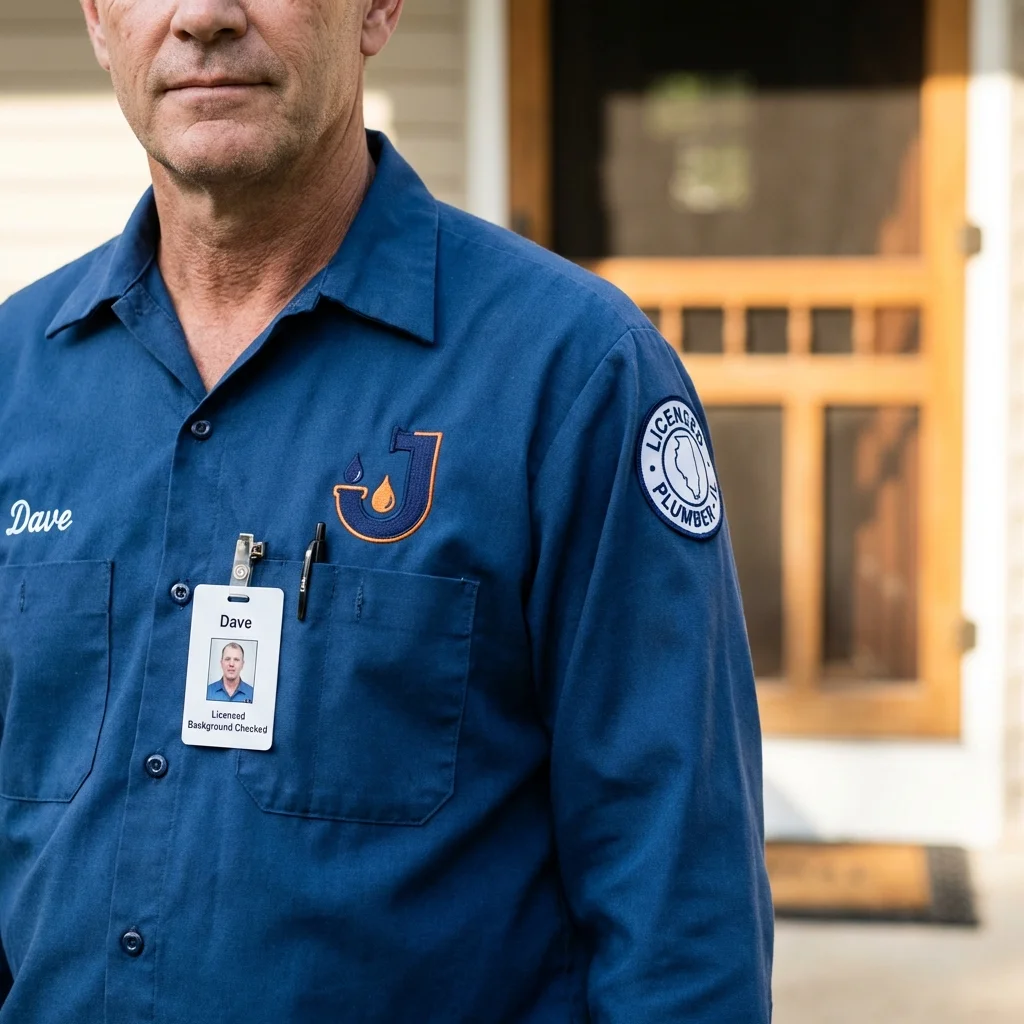 Licensed plumber showing ID badge in Trenton, NE
