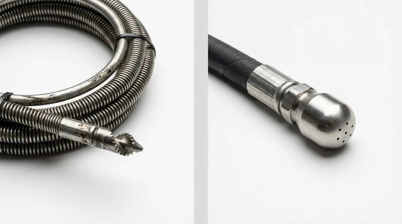 Drain snake cable and hydro jetting nozzle used for drain cleaning in Trenton, NE
